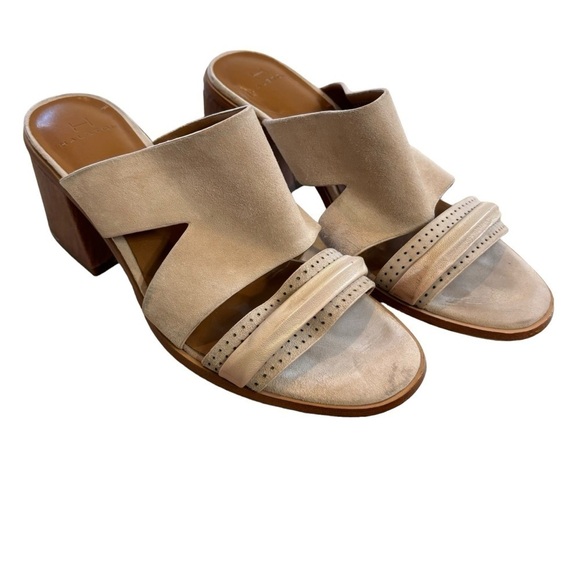 Halston Riley Owen Suede Beige Sandals Heels Women’s 7 1/2 Beach Summer Wedding - Picture 4 of 16